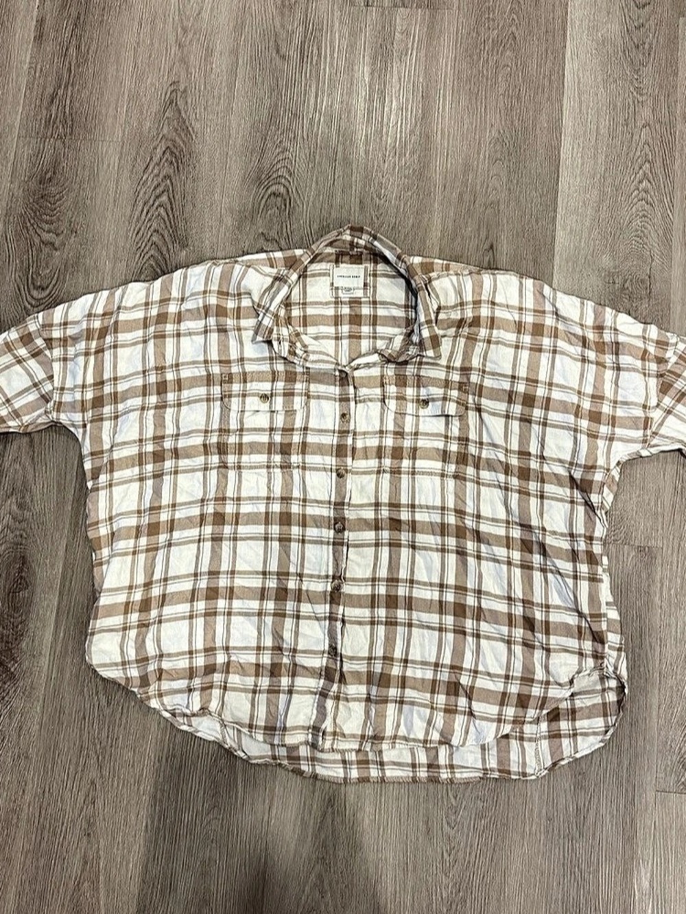 American Eagle Women’s flannel Shirt in Brown & White